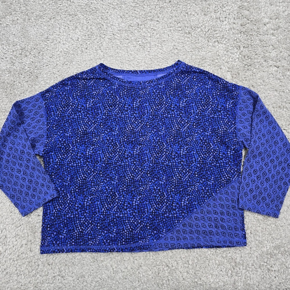 Escape by Habitat Clothes Top Womens Medium Blue Dot Floral Lace Boho Lagenlook